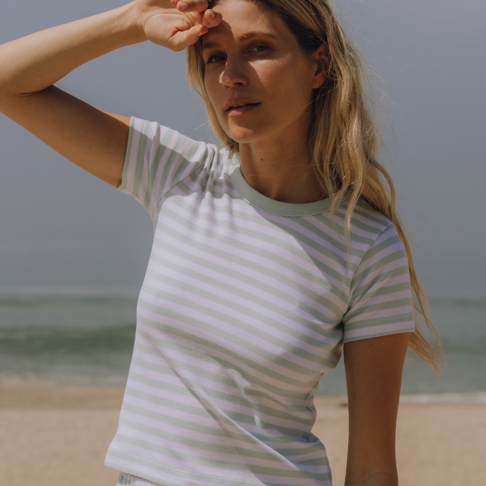 Daily Drills striped cotton baby tee and short set